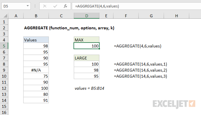 Excel Aggregate Function Exceljet 8691